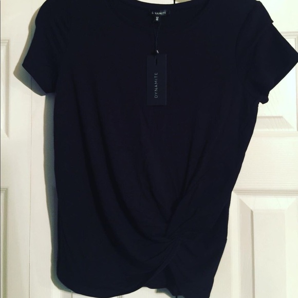 Dynamite Tops - NWT Dynamite Short Sleeve Black Knot Front Crepe Tee size S